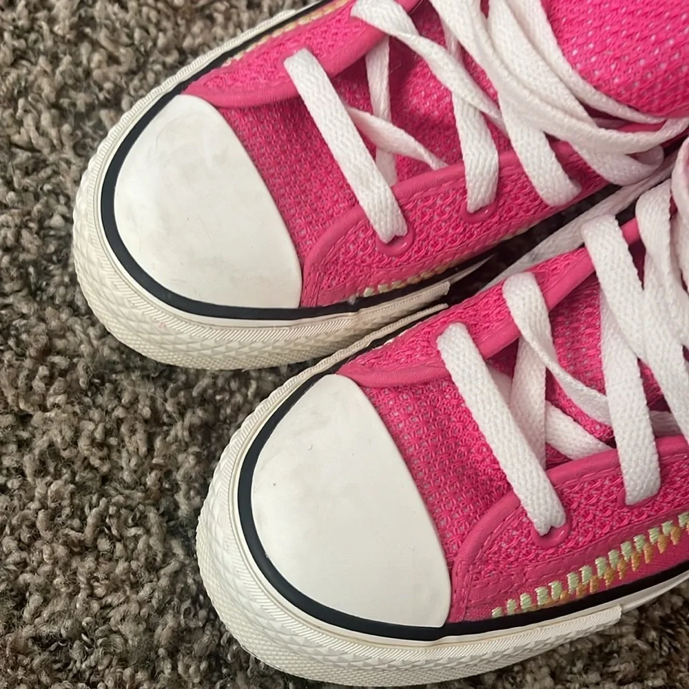 Converse Kids High-Top Sneakers in Bright Pink with White Accents